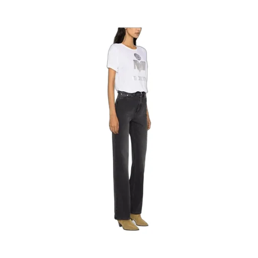 Metallic Logo-Print Linen T-Shirt