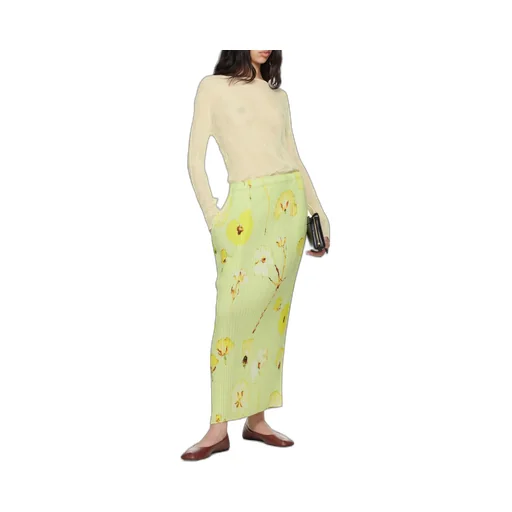 Pressed Flora Pleats Midi Skirt