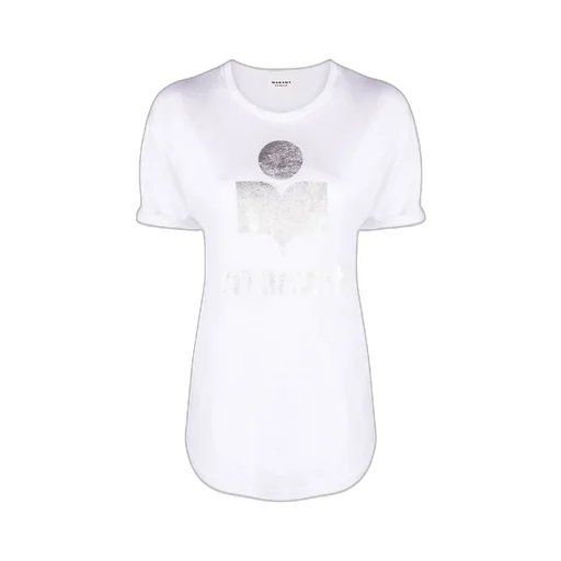 Metallic Logo-Print Linen T-Shirt