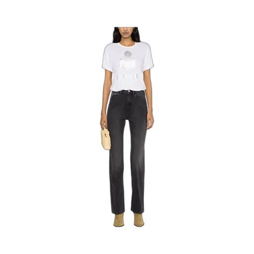 Metallic Logo-Print Linen T-Shirt