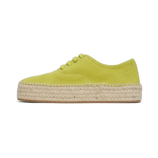 Suede Lace-Front Platform Espadrilles