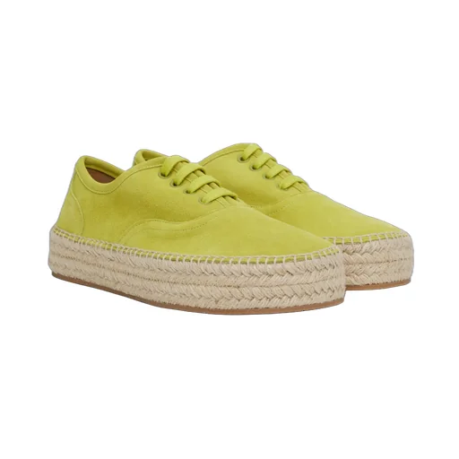 Suede Lace-Front Platform Espadrilles