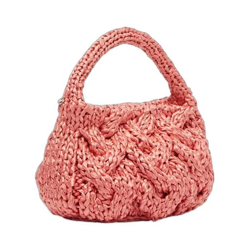 Small Cable-Knitted Top Handle Bag