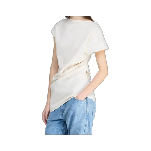 Lace Panelled Asymmetric Blouse