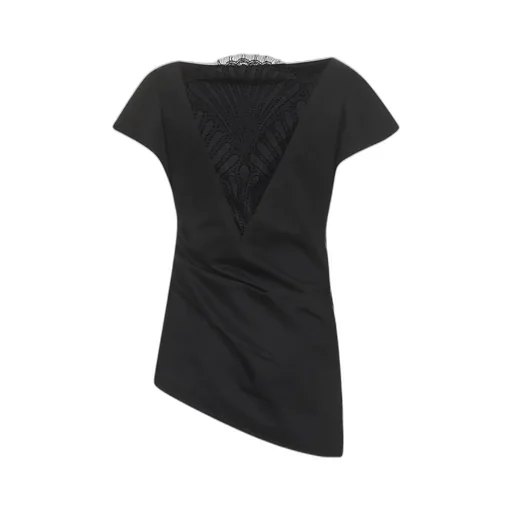 Lace Panelled Asymmetric Blouse
