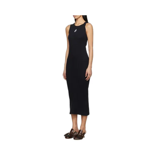 Logo-Embroidered Twisted Strap Maxi Dress