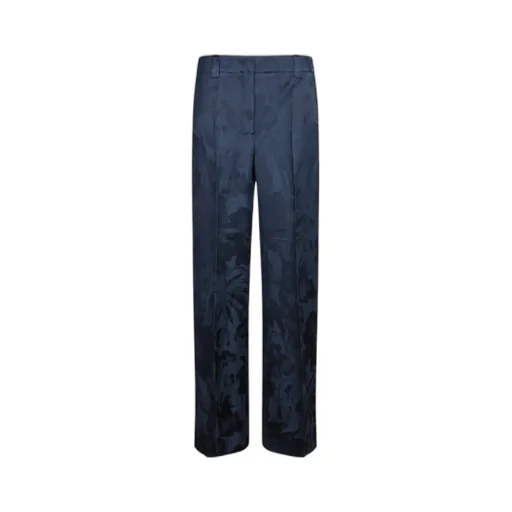 Floral Jacquard Straight-Leg Pants