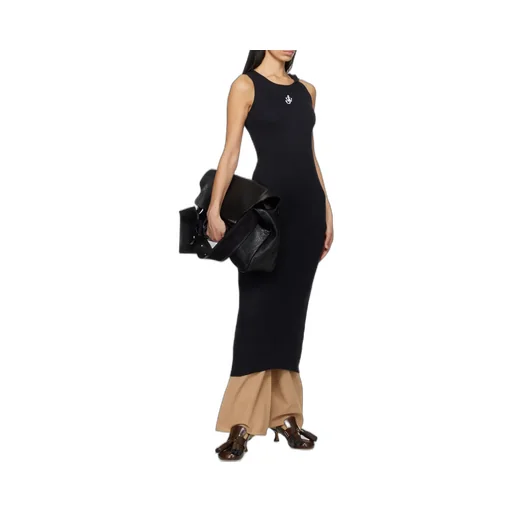 Logo-Embroidered Twisted Strap Maxi Dress