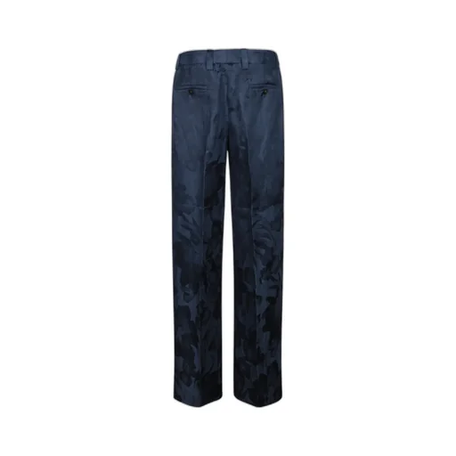 Floral Jacquard Straight-Leg Pants