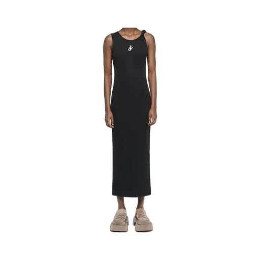 Logo-Embroidered Twisted Strap Maxi Dress