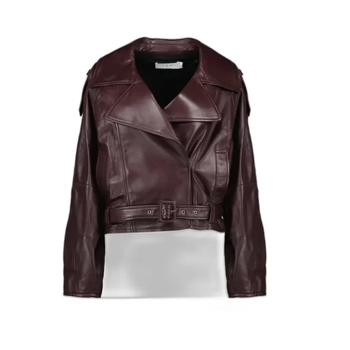 Long-Sleeved Leather Jacket