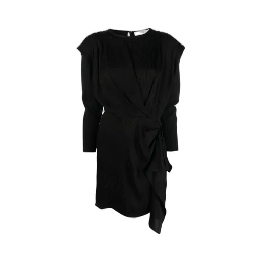 Long-Sleeved Draped Jacquard Dress