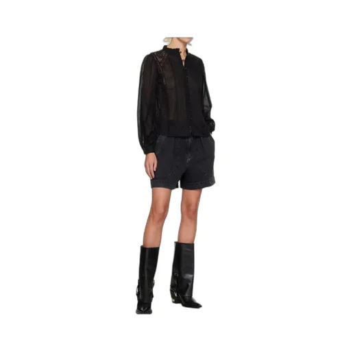 Lace-Insert Button Shirt