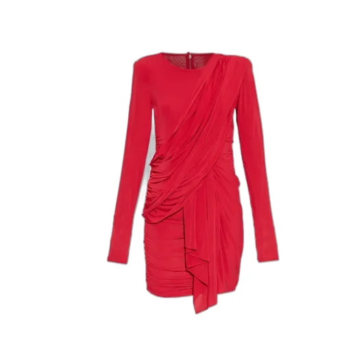 Draped Long-Sleeve Mini Dress