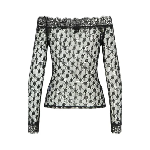 Lace-Detailed Long-Sleeved Top