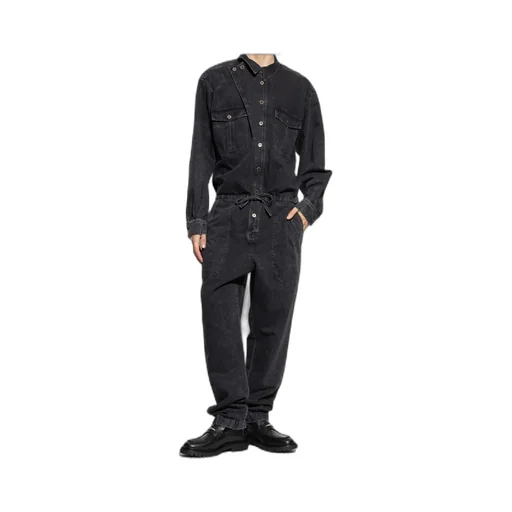 Button-Fastening Pocket Jumpsuit