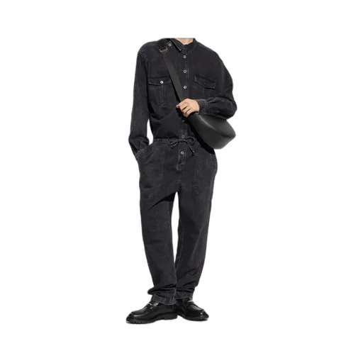 Button-Fastening Pocket Jumpsuit