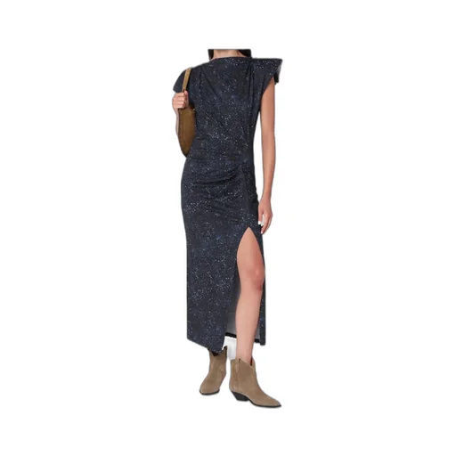 Mid-Length Dress With Midnight Blue Print