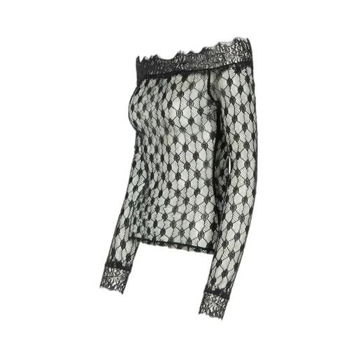 Lace-Detailed Long-Sleeved Top