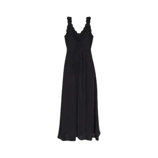 Lace-Insert Pleated Dress