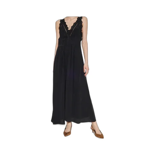 Lace-Insert Pleated Dress