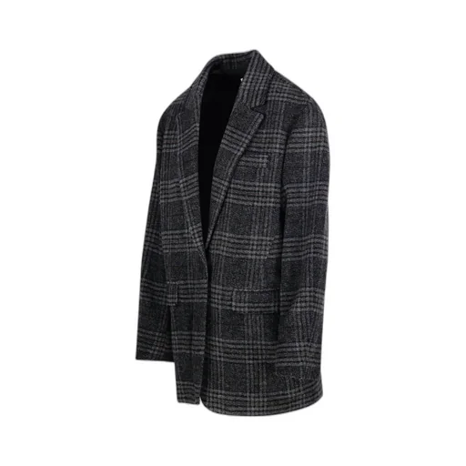 Double-Breasted Checked Blazer