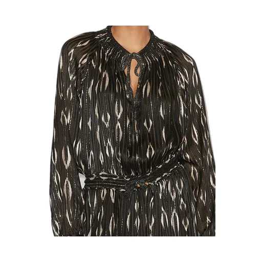 Sana Long Satin Graphic Pattern Dress