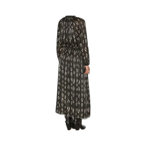 Sana Long Satin Graphic Pattern Dress