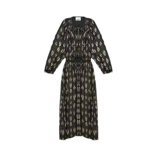 Sana Long Satin Graphic Pattern Dress