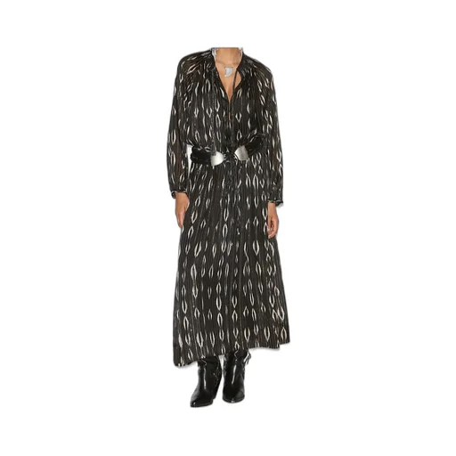 Sana Long Satin Graphic Pattern Dress