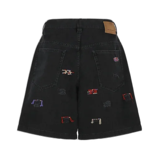 Embroidered Denim Shorts