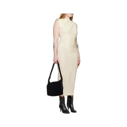Crinkled Asymmetric Midi Jersey Dress