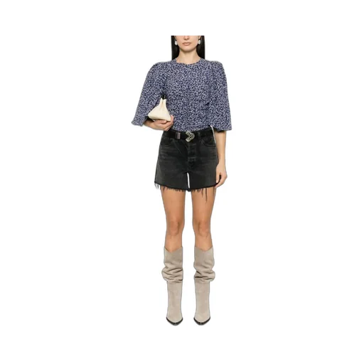 Ruched-Detailing Short-Sleeved Blouse