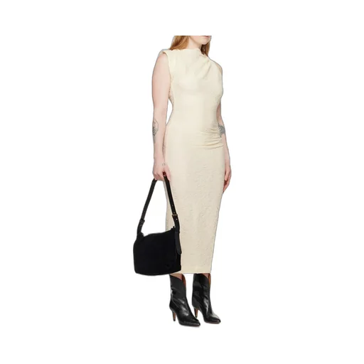 Crinkled Asymmetric Midi Jersey Dress