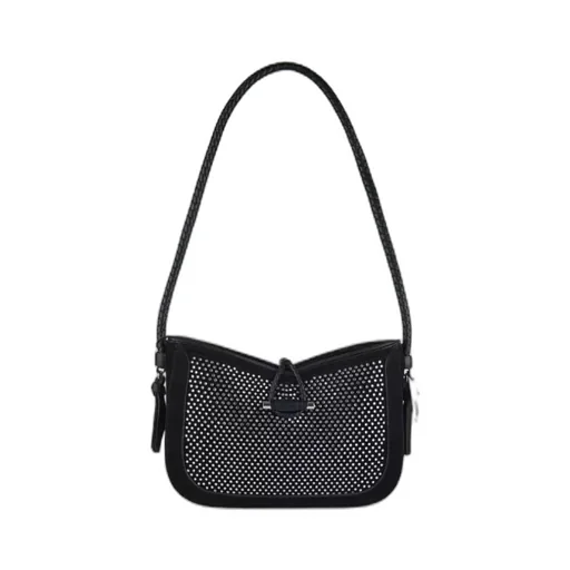 Logo Embossed Embellished Shoulder Bag