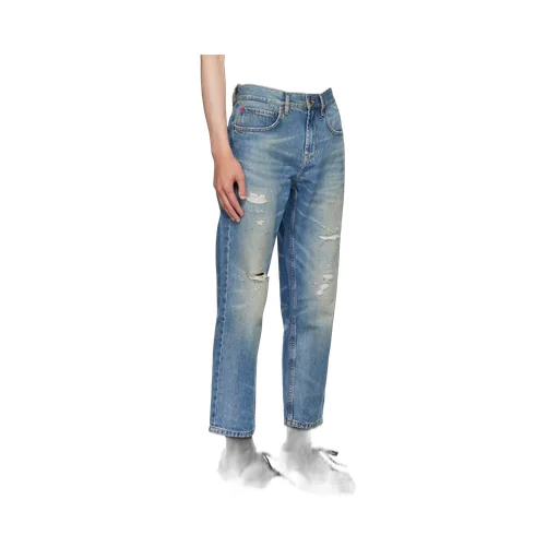 Broken Hole Detail Denim Trousers