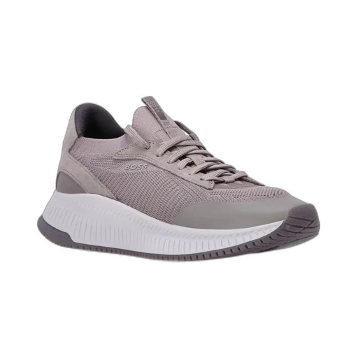 Panelled Knitted Lace-Up Sneakers