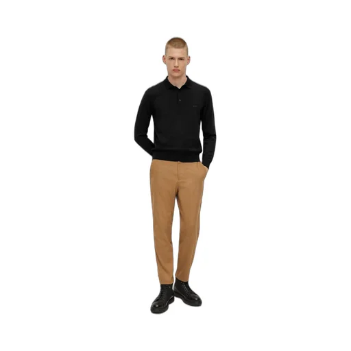 Logo Embroidered Long-Sleeved Polo Shirt