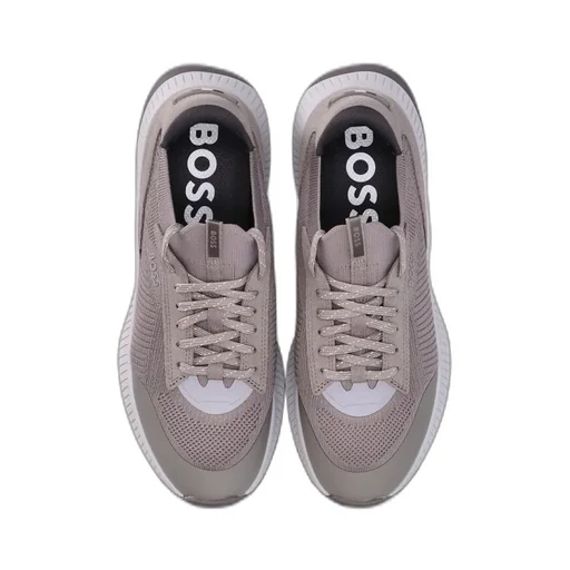 Panelled Knitted Lace-Up Sneakers