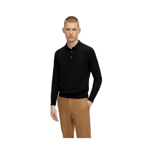 Logo Embroidered Long-Sleeved Polo Shirt
