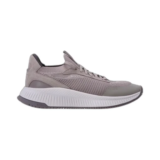 Panelled Knitted Lace-Up Sneakers