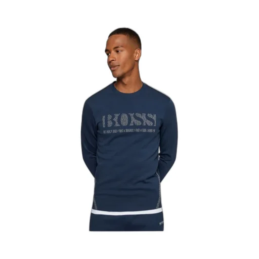 Round Collar Printed Sports Sweater