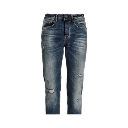 Distressed Tapered-Fit Jeans