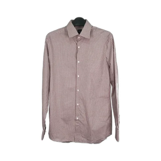 Long-Sleeved Shirt With Small Plaid Pattern
