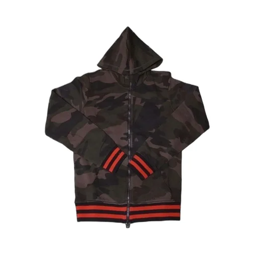Camouflage With Hat Casual Jacket