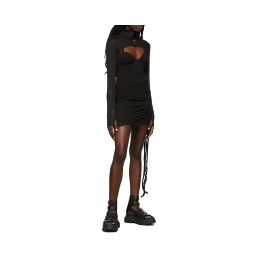 Asymmetric Cut-Out Strap-Detail Skirt