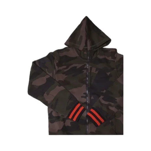 Camouflage With Hat Casual Jacket