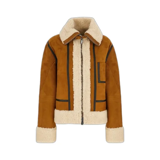Zippered Stripe Leather Jacket