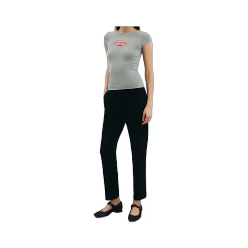 Elasticated Waistband Straight-Leg Trousers