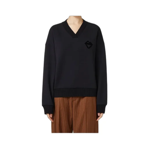 Logo Detailed V-Neck Sweatshirt